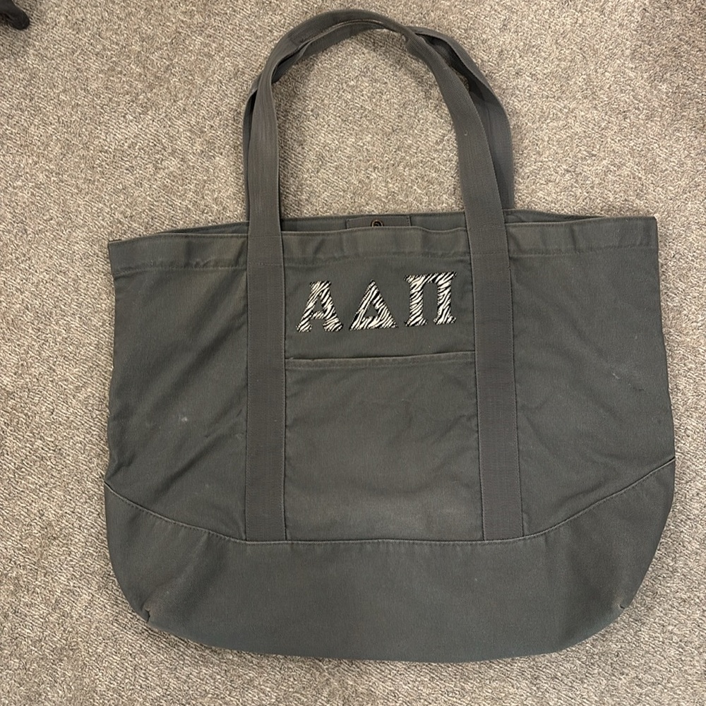 Alpha Delta Pi Gray Tote canvas Bag with Greek Letters